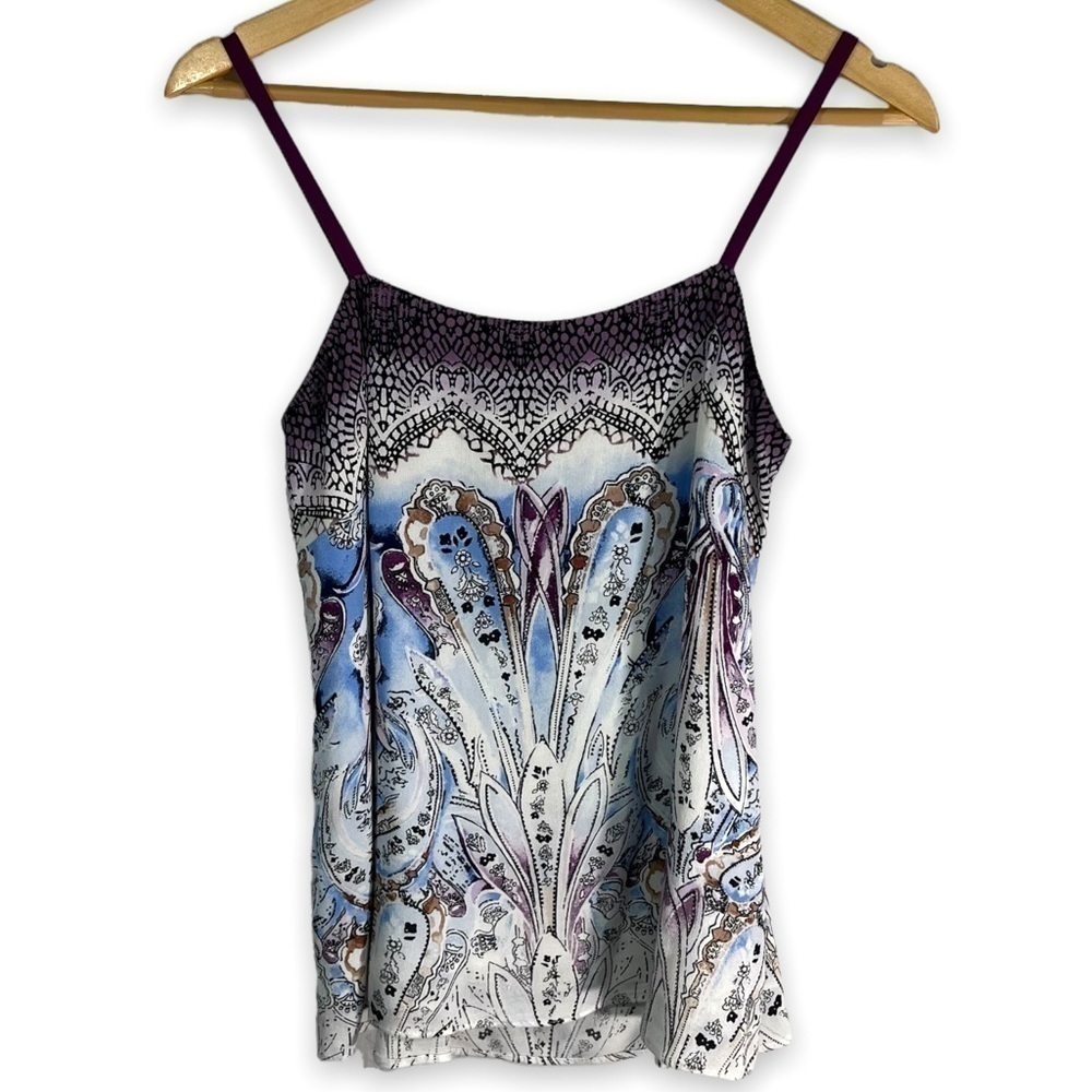4 for $20 SALE! White House Black Market Printed Cami, Purple Paisley, Size XS - Picture 2 of 11
